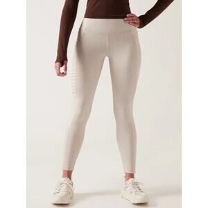 Athleta Delancey Textured Moto Tight Braiden Cream EUC Athleisure Yoga Legging